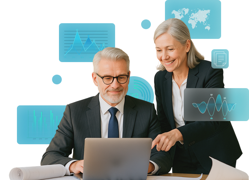 Profissionais analisando resultados